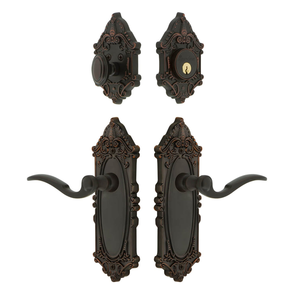 Grande Victorian Long Plate Entry Set with Bellagio Lever in Timeless Bronze