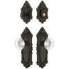 Grande Victorian Long Plate Entry Set with Bordeaux Crystal Knob in Timeless Bronze