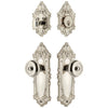 Grande Victorian Long Plate Entry Set with Bouton Knob in Polished Nickel