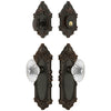 Grande Victorian Long Plate Entry Set with Burgundy Crystal Knob in Timeless Bronze