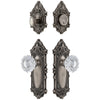 Grande Victorian Long Plate Entry Set with Versailles Crystal Knob in Antique Pewter