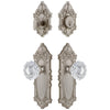 Grande Victorian Long Plate Entry Set with Versailles Crystal Knob in Satin Nickel
