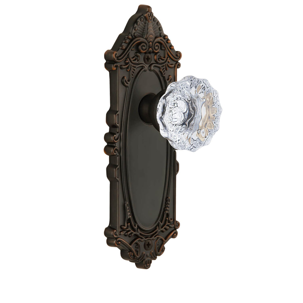 Grande Victorian Long Plate with Fontainebleau Crystal Knob in Timeless Bronze