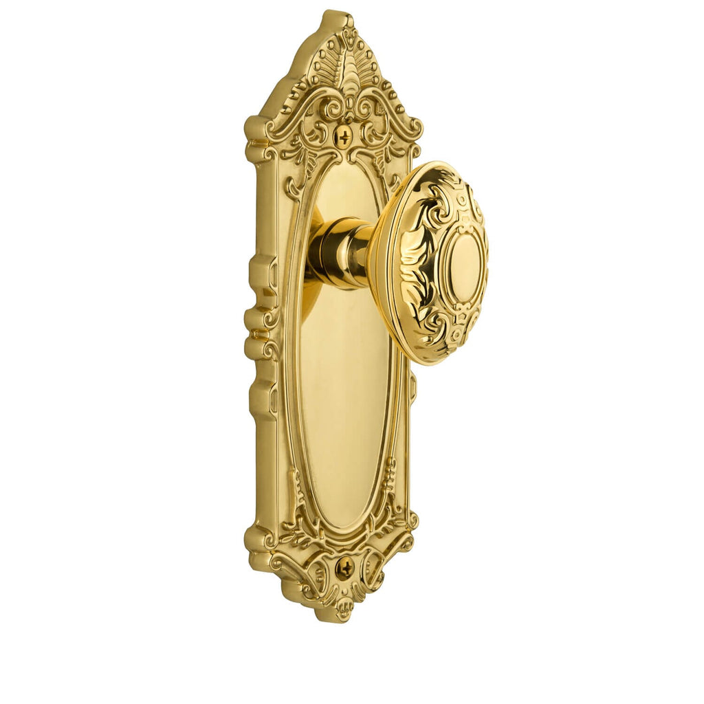 Grande Victorian Long Plate with Grande Victorian Knob in Polished Brass