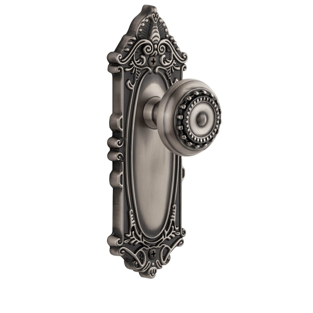 Grande Victorian Long Plate with Parthenon Knob in Antique Pewter