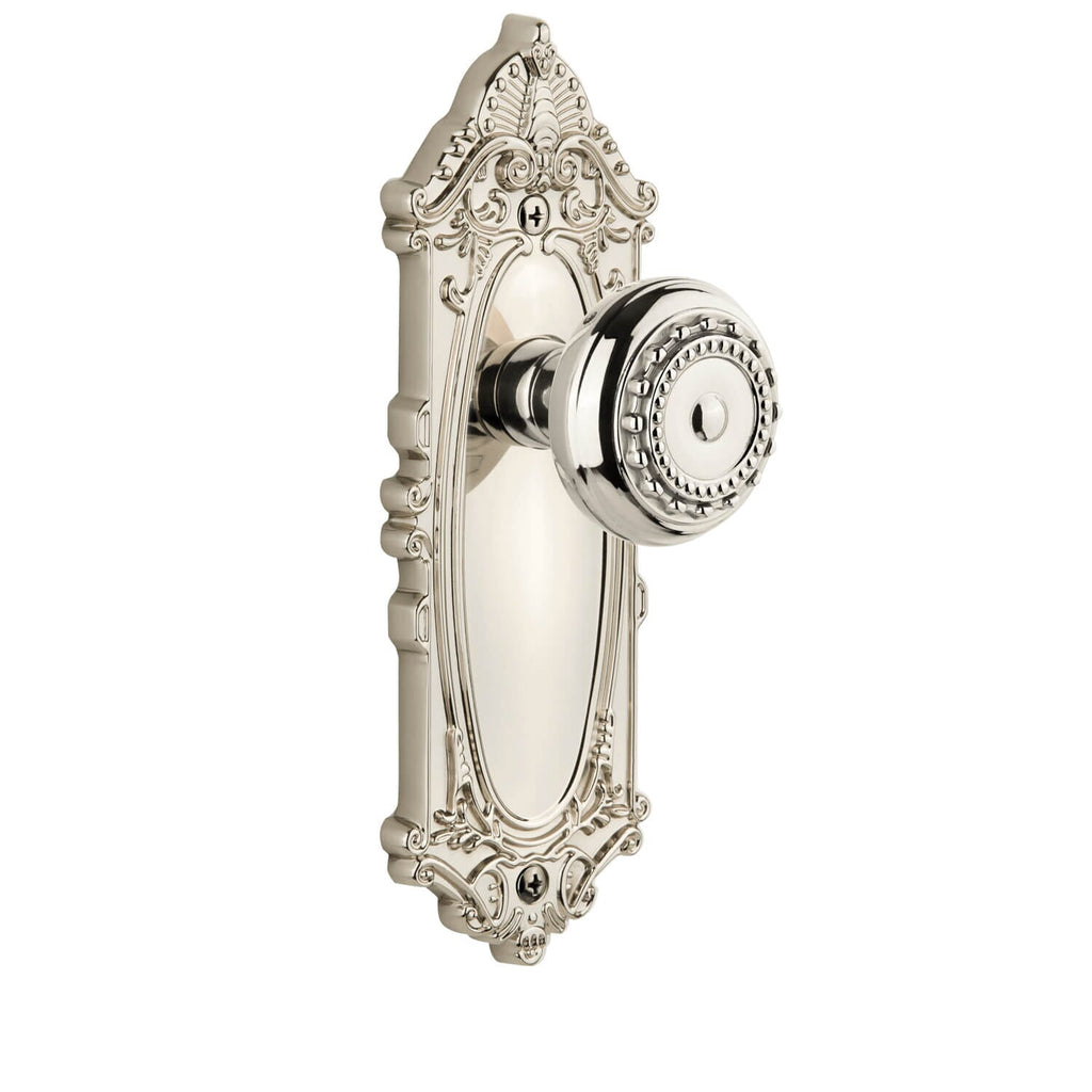 Grande Victorian Long Plate with Parthenon Knob in Polished Nickel