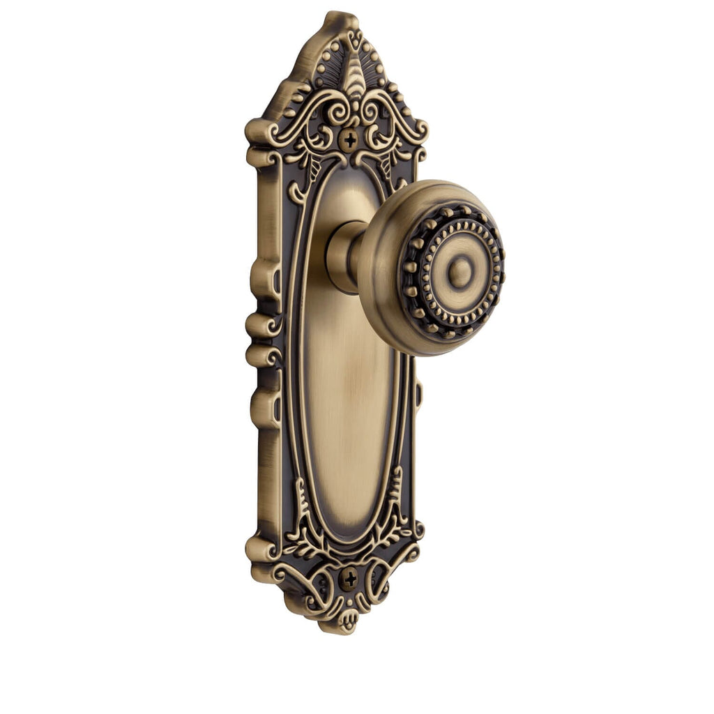 Grande Victorian Long Plate with Parthenon Knob in Vintage Brass