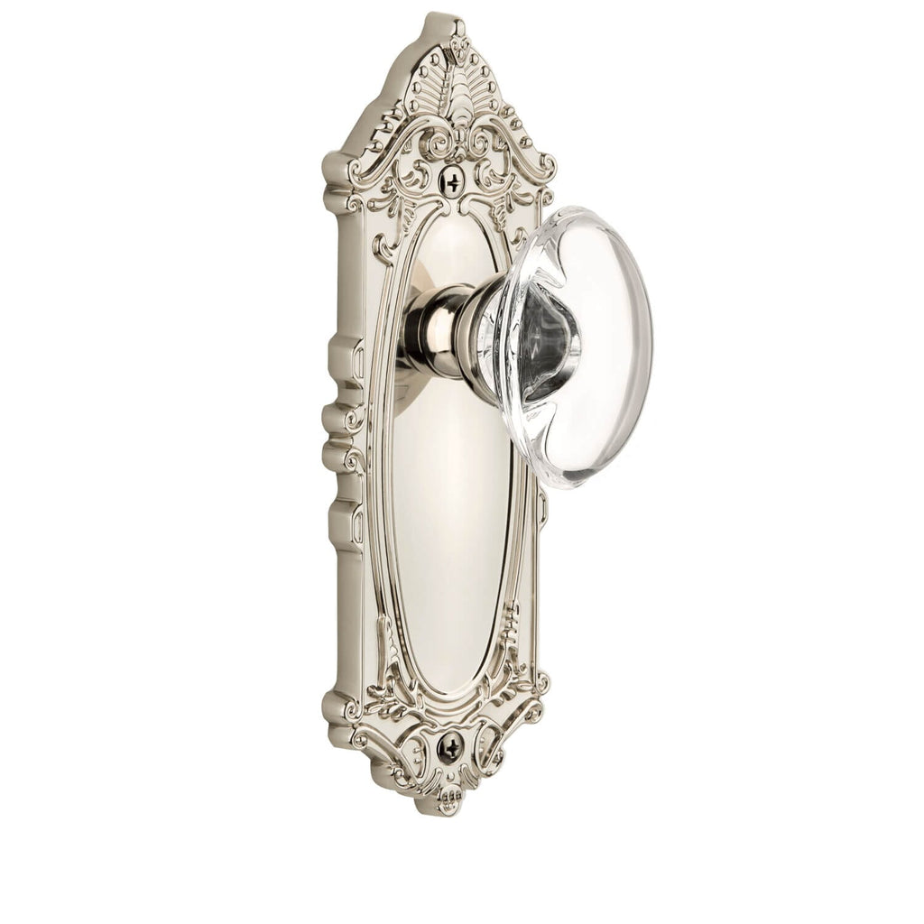 Grande Victorian Long Plate with Provence Crystal Knob in Polished Nickel