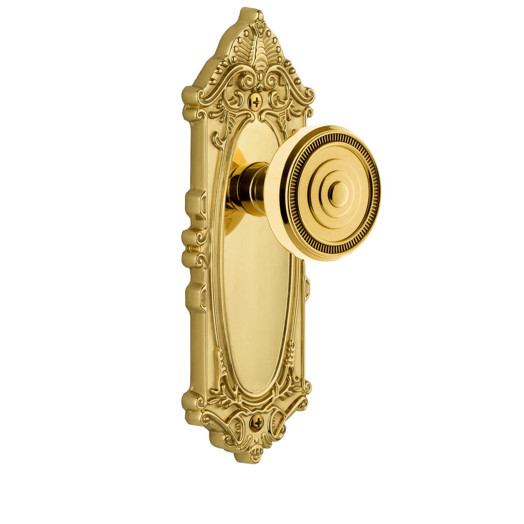 Grande Victorian Long Plate with Soleil Knob in Polished Brass