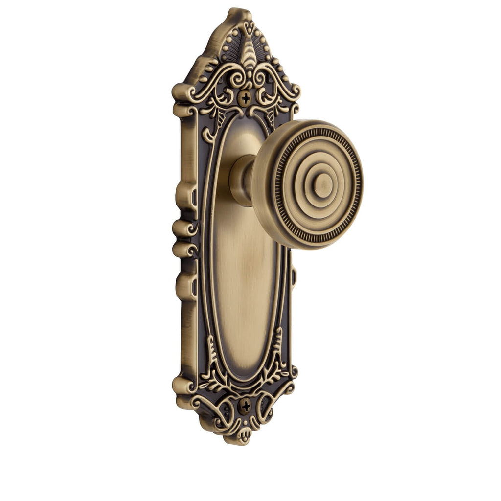 Grande Victorian Long Plate with Soleil Knob in Vintage Brass
