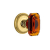 Newport Rosette with Baguette Amber Crystal Knob in Polished Brass