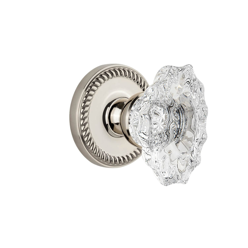 Newport Rosette with Biarritz Crystal Knob in Polished Nickel