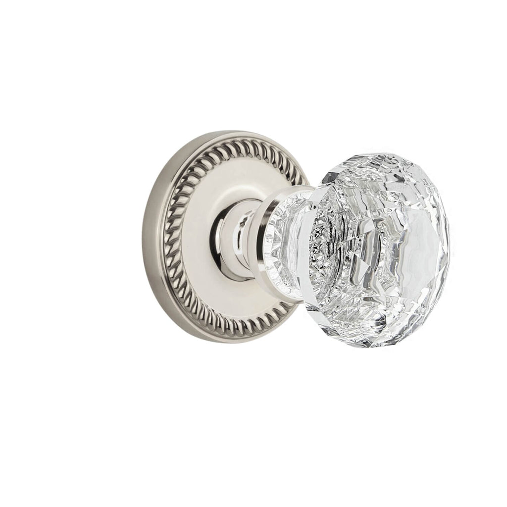 Newport Rosette with Brilliant Crystal Knob in Polished Nickel