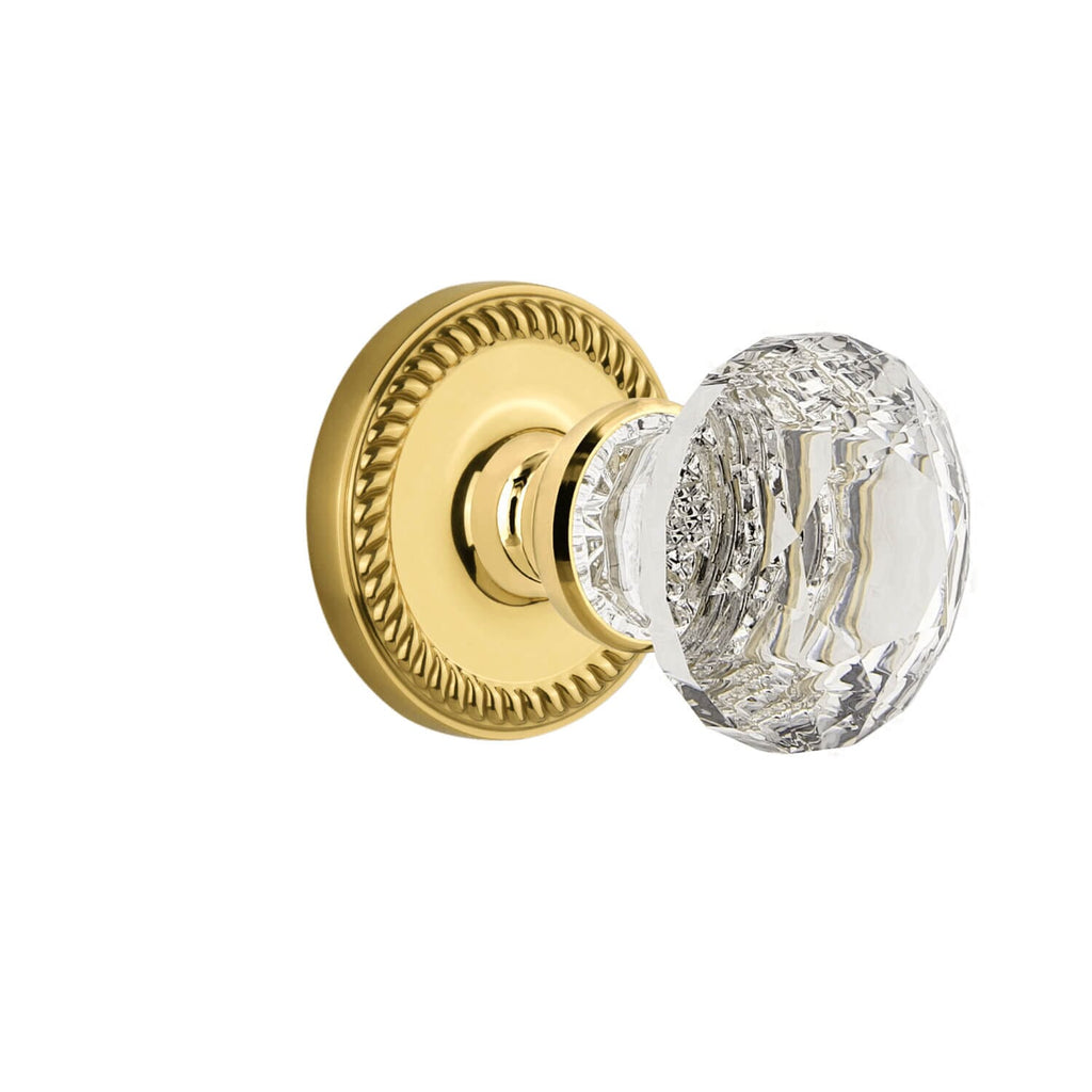 Newport Rosette with Brilliant Crystal Knob in Lifetime Brass