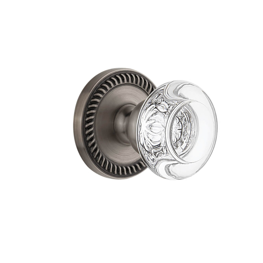 Newport Rosette with Bordeaux Crystal Knob in Antique Pewter