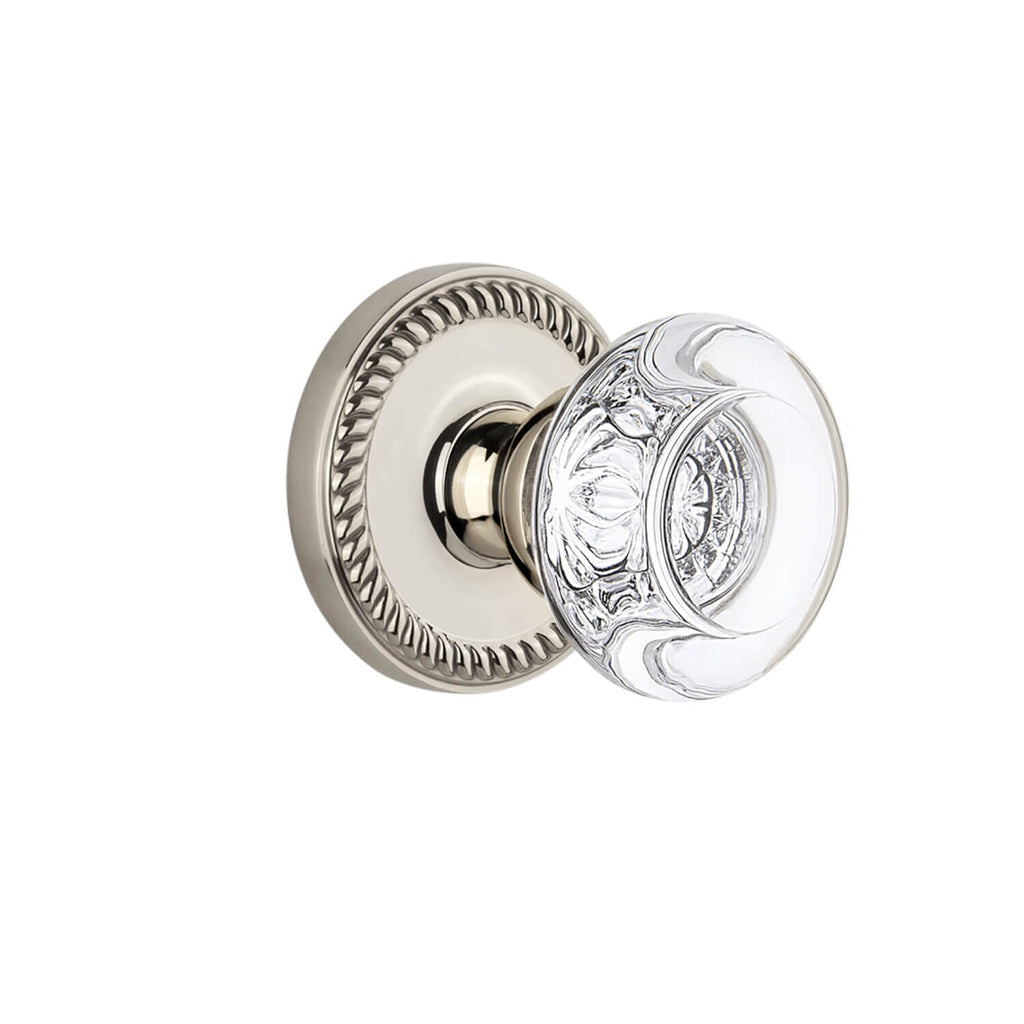 Newport Rosette with Bordeaux Crystal Knob in Polished Nickel
