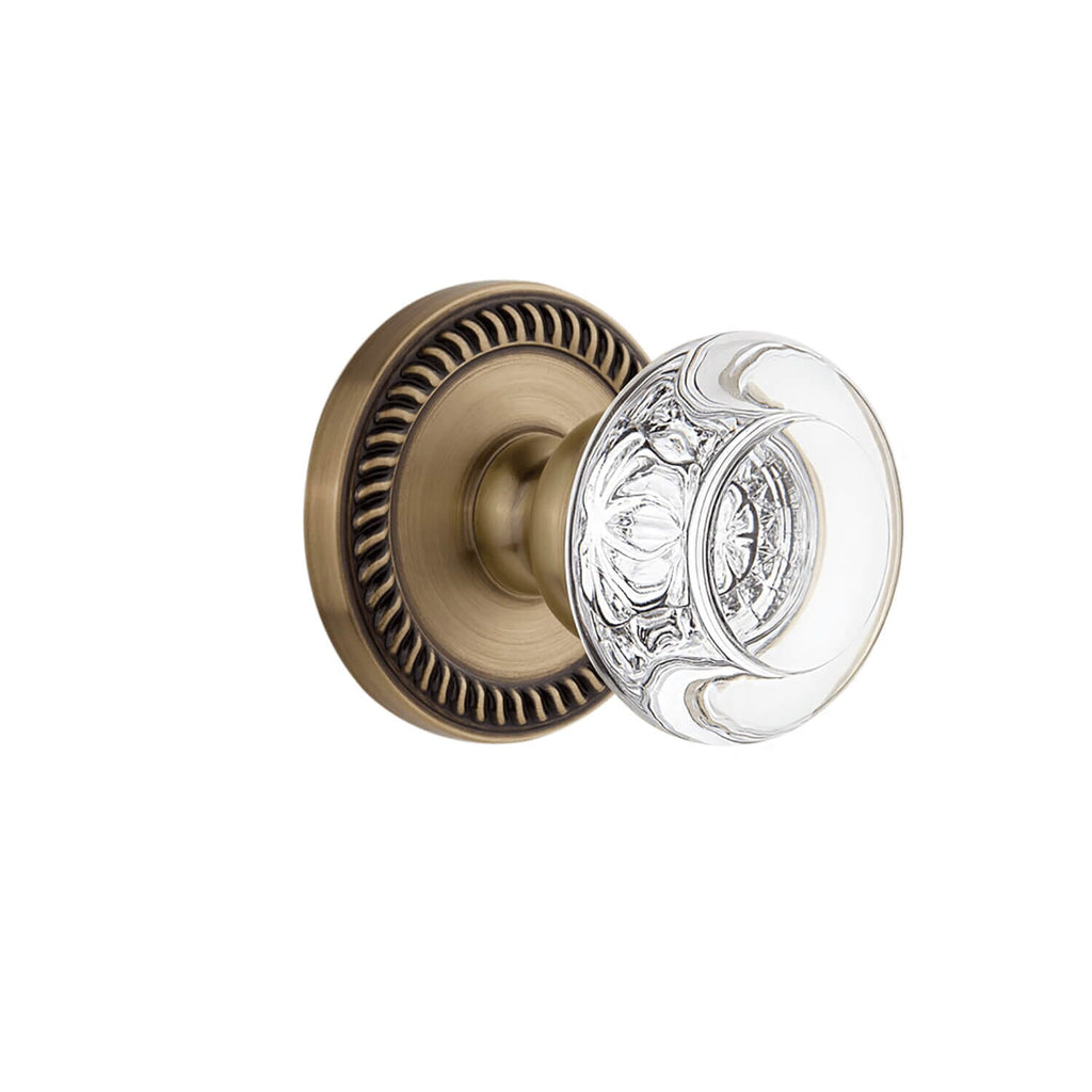 Newport Rosette with Bordeaux Crystal Knob in Vintage Brass