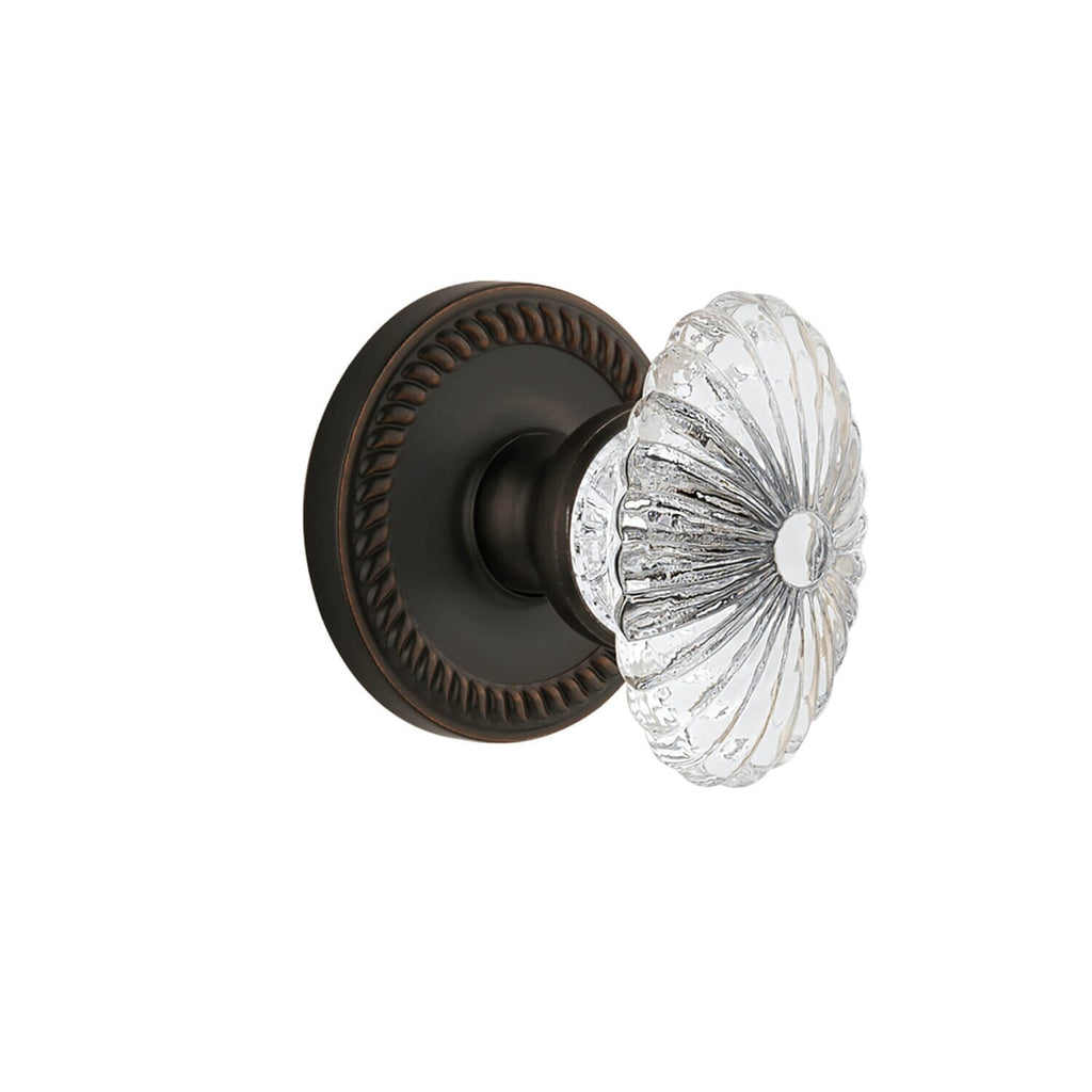 Newport Rosette with Burgundy Crystal Knob in Timeless Bronze