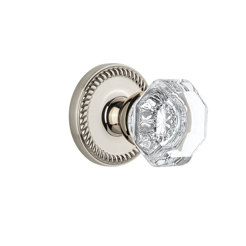 Newport Rosette with Chambord Crystal Knob in Polished Nickel