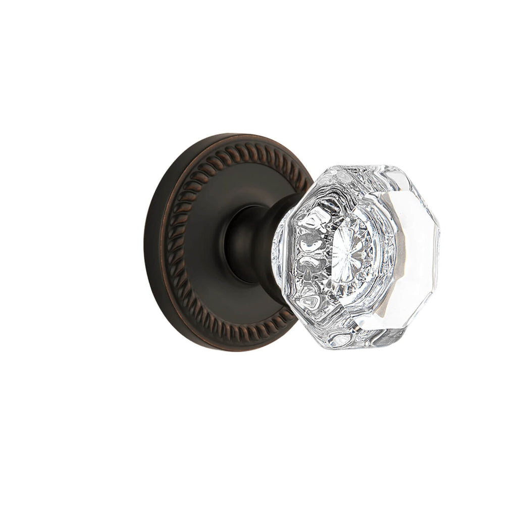 Newport Rosette with Chambord Crystal Knob in Timeless Bronze