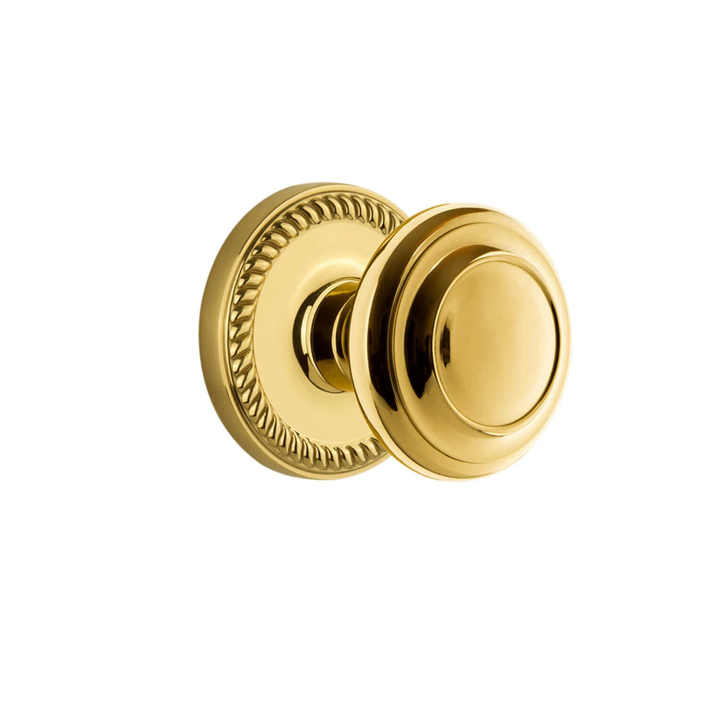 Newport Rosette with Circulaire Knob in Lifetime Brass