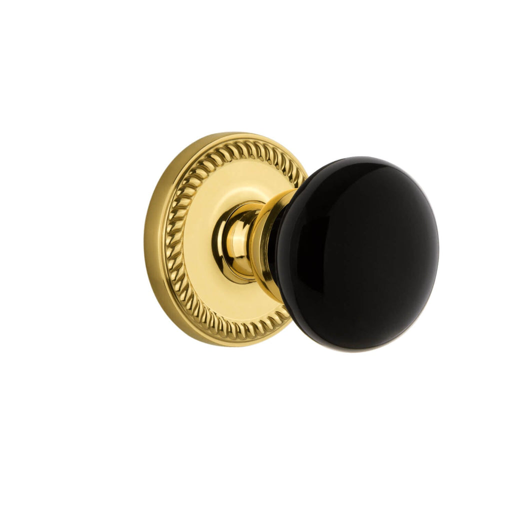 Newport Rosette with Coventry Knob in Polished Brass