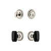 Newport Rosette Entry Set with Baguette Black Crystal Knob in Polished Nickel