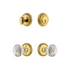 Newport Rosette Entry Set with Brilliant Crystal Knob in Lifetime Brass