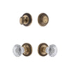 Newport Rosette Entry Set with Brilliant Crystal Knob in Vintage Brass