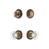 Newport Rosette Entry Set with Bordeaux Crystal Knob in Vintage Brass