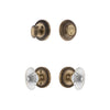 Newport Rosette Entry Set with Burgundy Crystal Knob in Vintage Brass