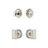 Newport Rosette Entry Set with Carre Knob in Polished Nickel