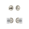 Newport Rosette Entry Set with Carre Crystal Knob in Polished Nickel