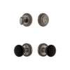 Newport Rosette Entry Set with Coventry Knob in Antique Pewter
