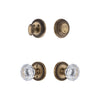 Newport Rosette Entry Set with Fontainebleau Crystal Knob in Vintage Brass