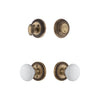 Newport Rosette Entry Set with Hyde Park Knob in Vintage Brass