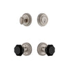 Newport Rosette Entry Set with Lyon Knob in Satin Nickel