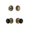 Newport Rosette Entry Set with Lyon Knob in Vintage Brass