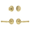 Newport Rosette Entry Set with Soleil Lever in Satin Brass