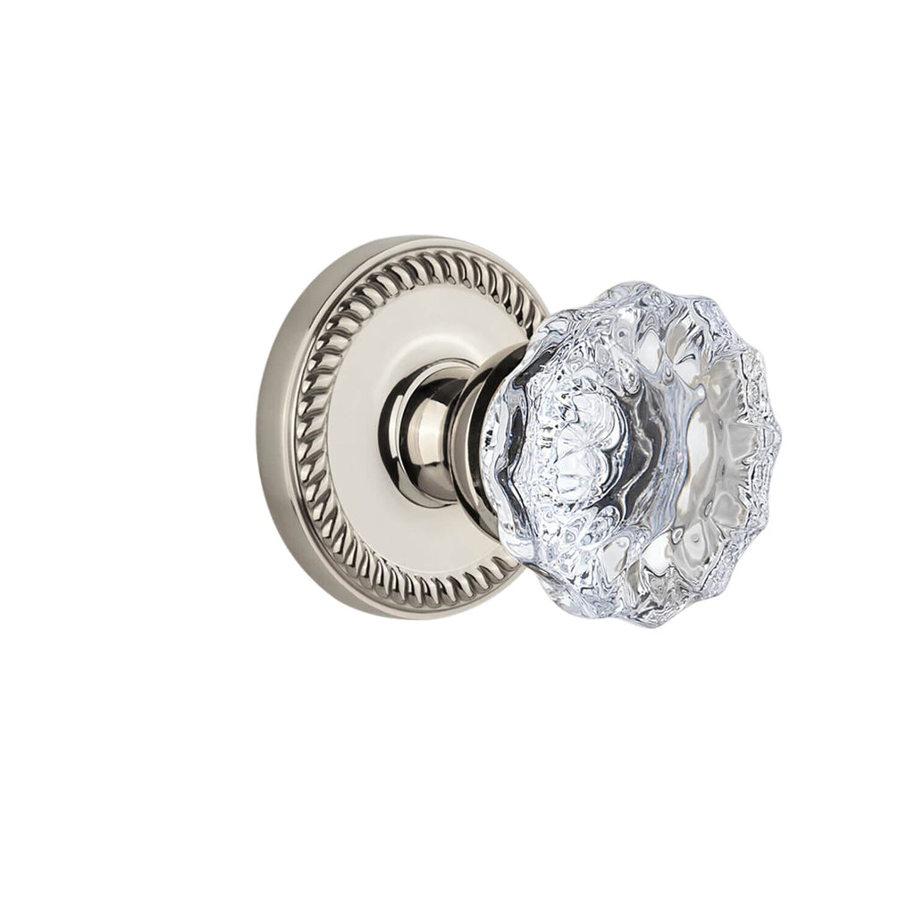 Newport Rosette with Fontainebleau Crystal Knob in Polished Nickel