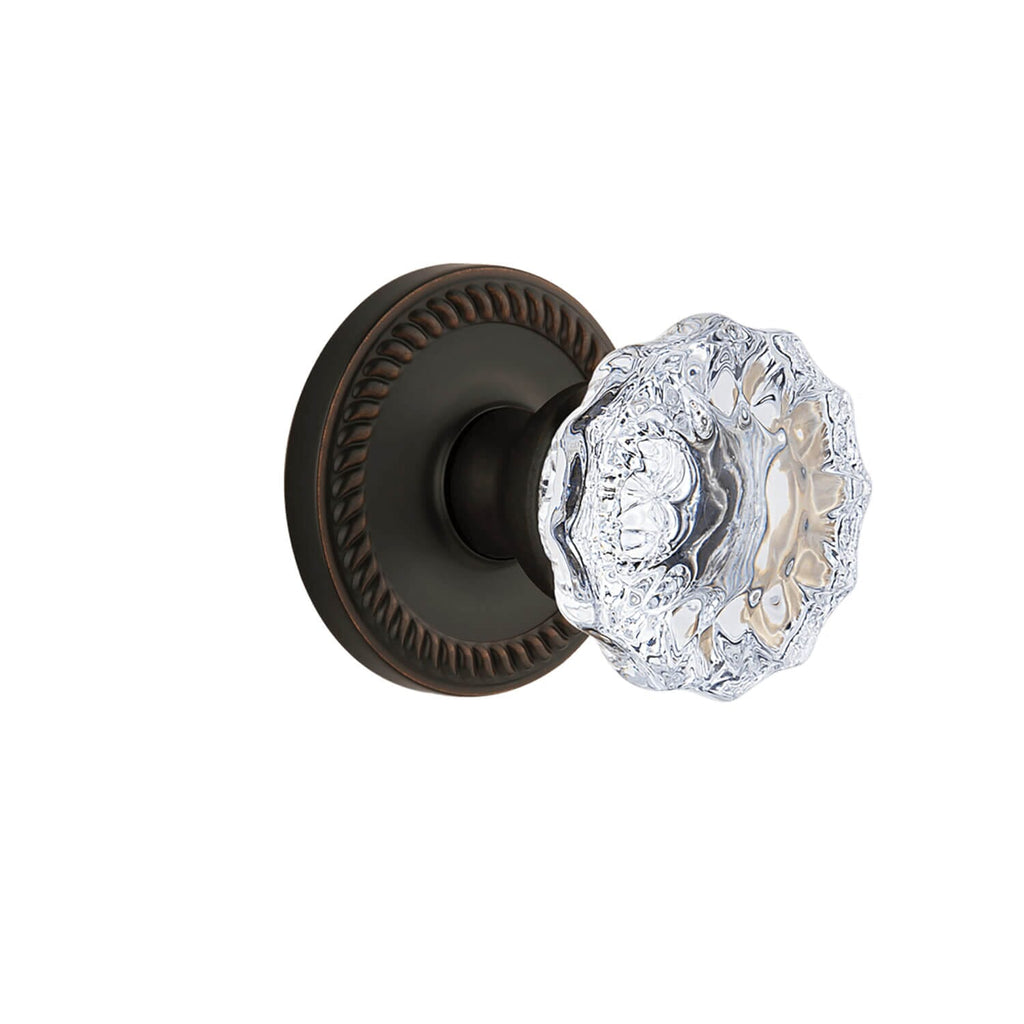 Newport Rosette with Fontainebleau Crystal Knob in Timeless Bronze