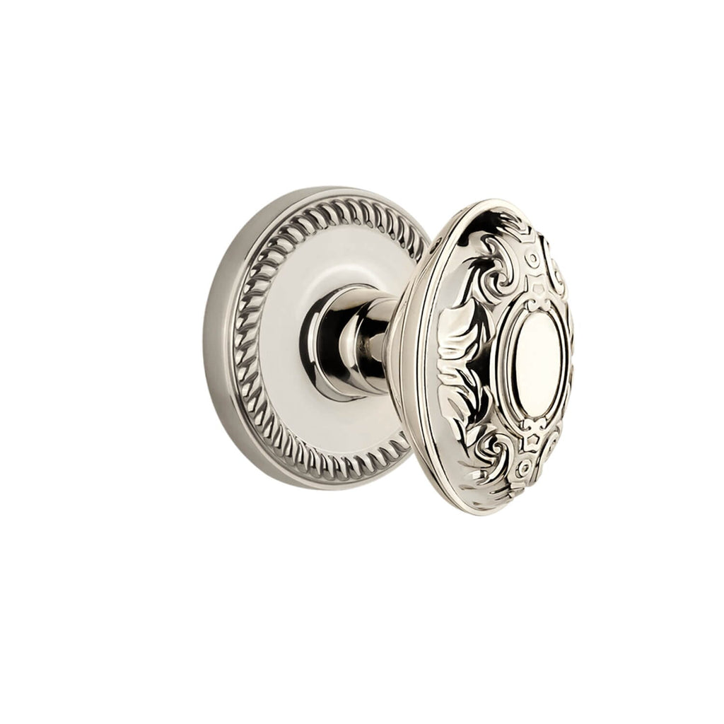 Newport Rosette with Grande Victorian Knob in Polished Nickel