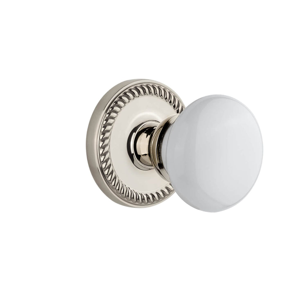 Newport Rosette with Hyde Park Knob in Polished Nickel