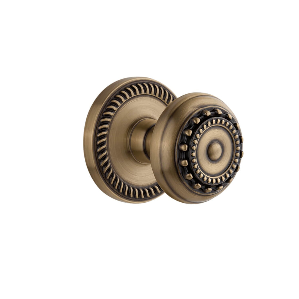 Newport Rosette with Parthenon Knob in Vintage Brass