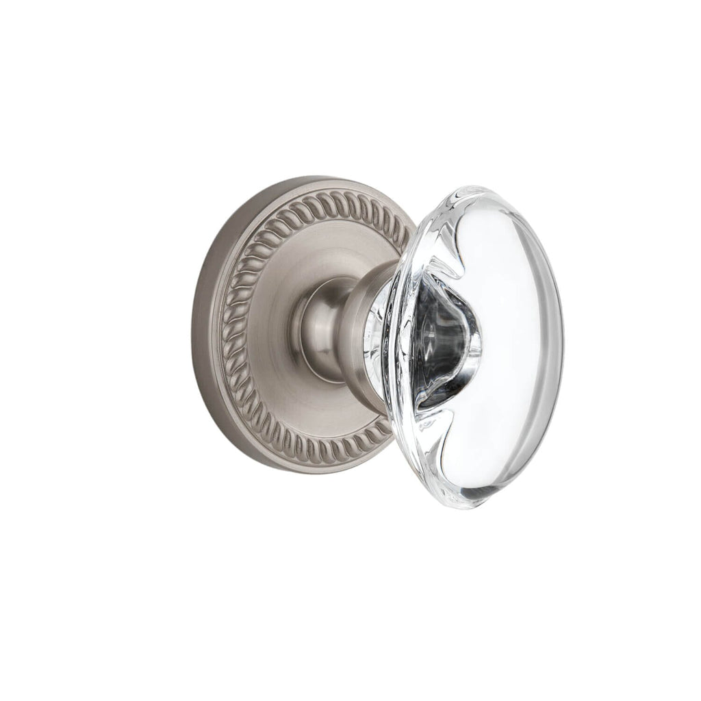 Newport Rosette with Provence Crystal Knob in Satin Nickel