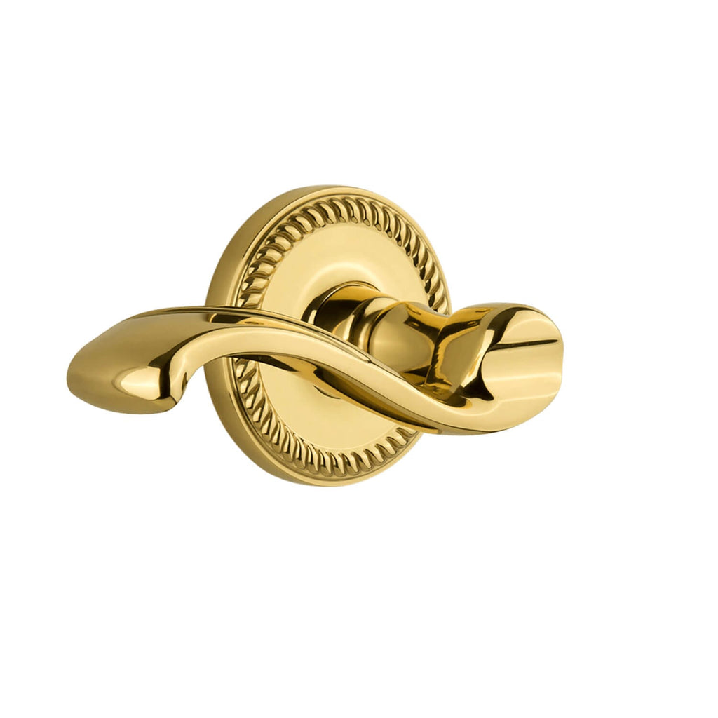 Newport Rosette with Portofino Lever in Polished Brass