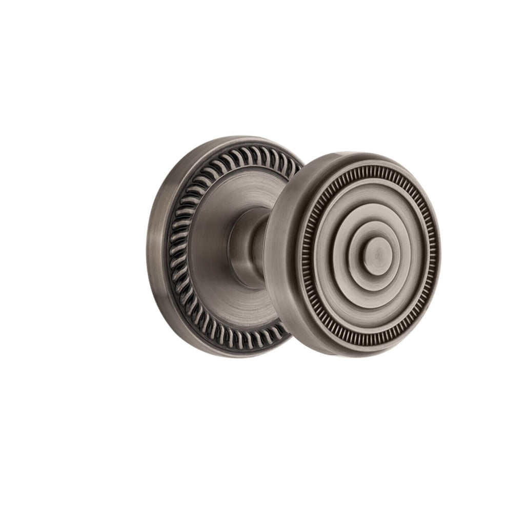 Newport Rosette with Soleil Knob in Antique Pewter