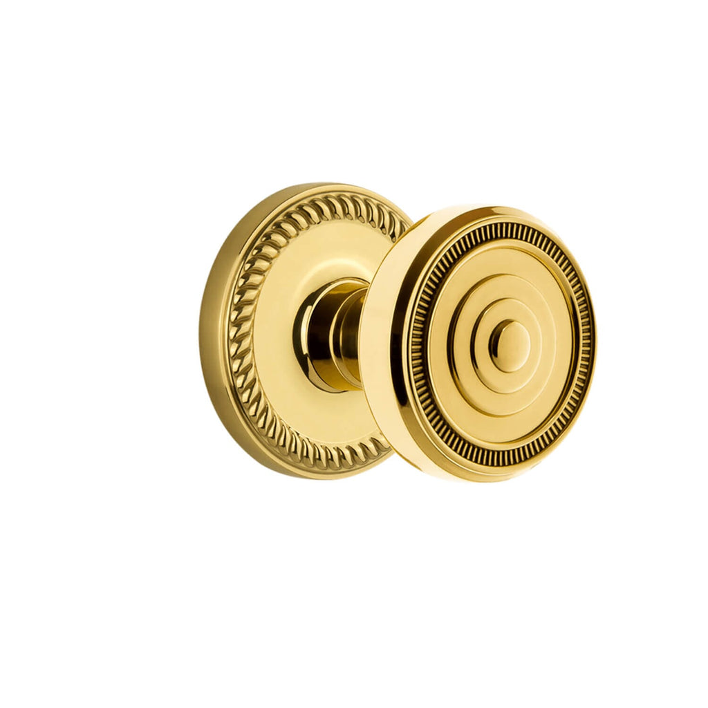 Newport Rosette with Soleil Knob in Polished Brass