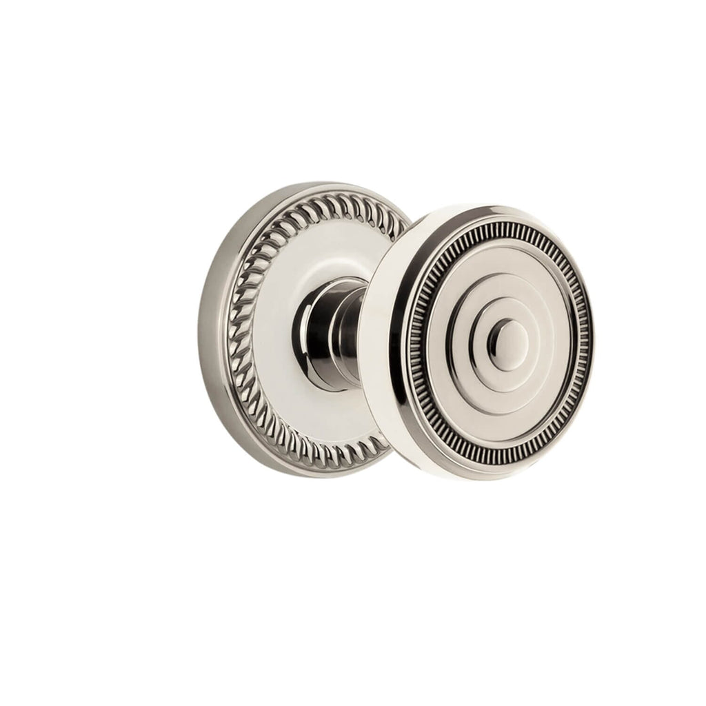 Newport Rosette with Soleil Knob in Polished Nickel