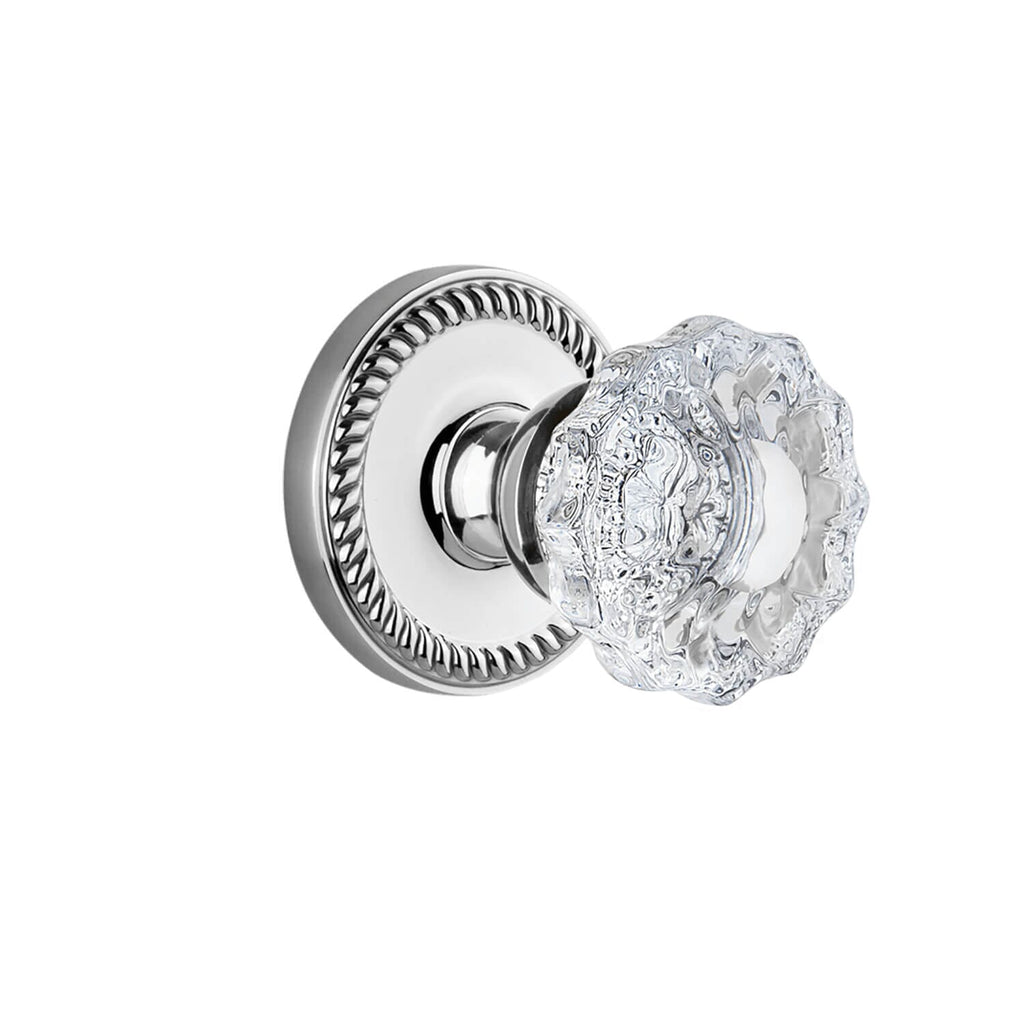 Newport Rosette with Versailles Crystal Knob in Bright Chrome